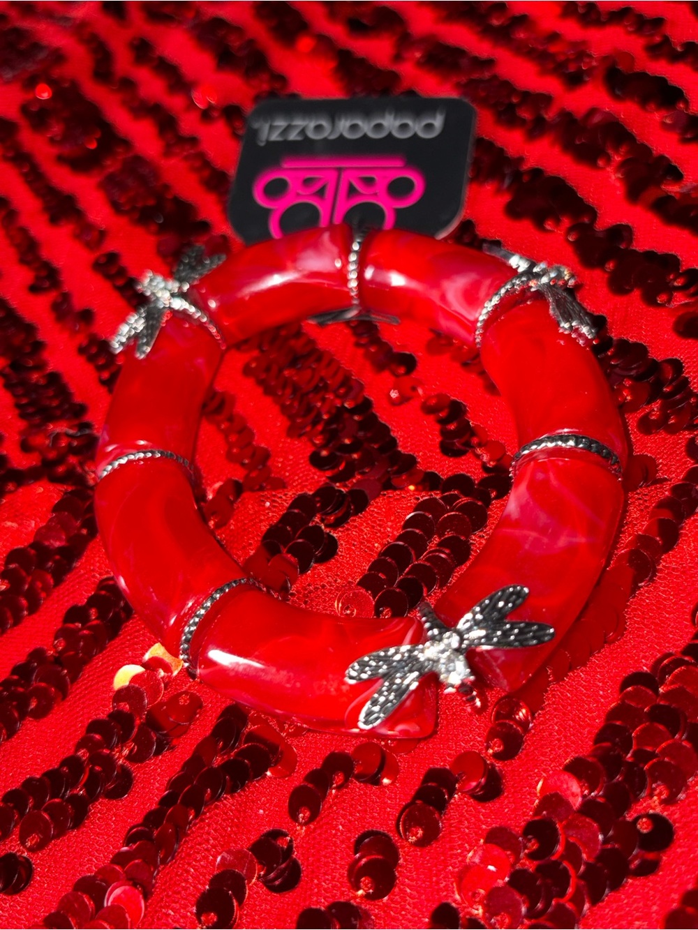 Paparazzi Red Resin Dragonfly Bracelet